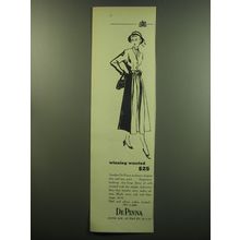 1949 De Pinna Dress Ad - Winning worsted