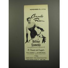 1952 The Sherry Netherland Hotel Ad - Carnaval Room Helene Francois