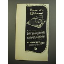 1952 Webster Chicago Webcor Disk-Changer Ad - Replace with Webcor