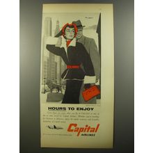 1954 Capital Airlines Ad - Hours to enjoy