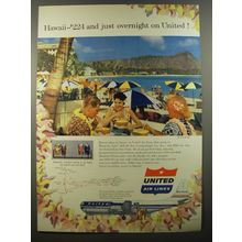 1954 United Airlines Ad - Hawaii - $224 and just overnight on United
