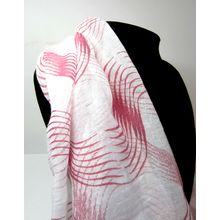 Beautiful White and Pink Wave Design Elegant 100% Cotton Scarf / Sarong / Shawl