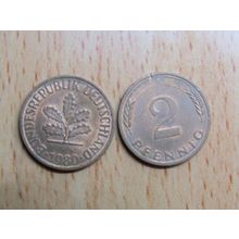 1980f 2 Pfennig Germany Coin