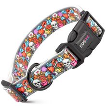 Dog Pet Tattoos Quick Release Printed Collar 1" x 15"- 23"