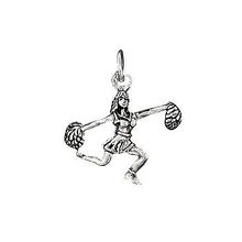 Sterling Silver Cheering Pom Poms Cheer leader charm pendant