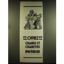 1933 Regie Francaise Cigars and Cigarettes Ad - in French - art by Reme Vincent