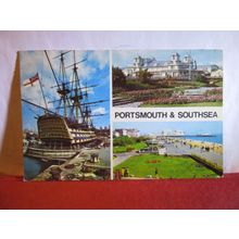 multiview, PORTSMOUTH & SOUTHSEA used postcard Colourmaster 1972 pm =