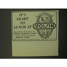 1959 Voisin Restaurant Ad - It's smart to lunch at Voisin