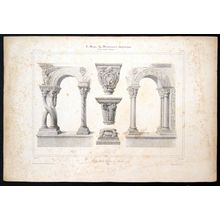 DETAILS OF CLOISTERS OF ARLES CATHEDRAL 1841 Antoine Benoist LITHOGRAPH