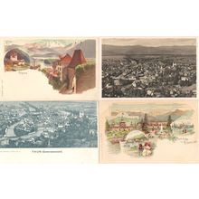 Thun Gruss Aus Panorama 4x Old Switzerland Postcard s