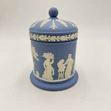 Wedgwood Jasperware Blue England Round LIDDED Trinket Box OLYMPUS TOBACCO JAR