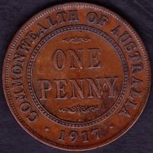 1917 I Australia 1 Penny coin