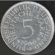 1966 G Germany 5 Mark Silver Coin