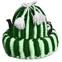 Tea Cosy Knitting Pattern Warming Nest Pleated Tassels in Fern/Pipkin 8ply Wool