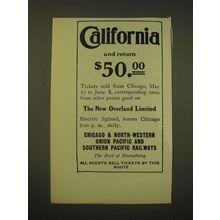 1902 Chicago & North-Western, Union Pacific and Southern Pacific Ad - California