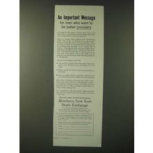 1960 Members New York Stock Exchange Ad - An important message for men