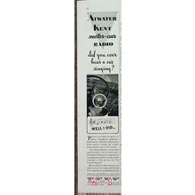 ATWATER KENT 1934 automobile radio singing motor car vintage ad