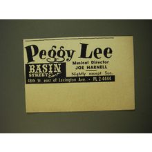 1961 Basin Street East Advertisement - Peggy Lee Musical Director Joe Harnell