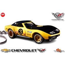 RARE KEY CHAIN 1969/70 YELLOW BLACK CHEVY COPO CORVETTE C3