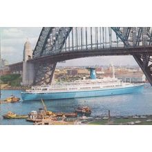 MS Angelino French Liner Ship Lauro Lines Ensignia Postcard