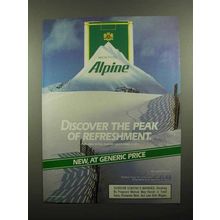 1989 Alpine Cigarettes Ad, Discover Peak of Refreshment