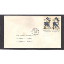 FDC 1241 5c Jays Pair (No Cachet-Typed/A) CV42035