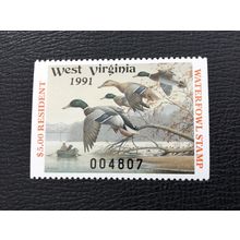 ICOLLECTZONE US West Virginia 1991 Resident Duck Hunting Stamp XF NH WV9 bookle