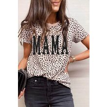 Apricot Leopard MAMA Graphic Crew Neck T Shirt
