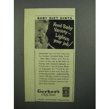 1943 Gerber's Baby Food Ad - Feed Baby Variety