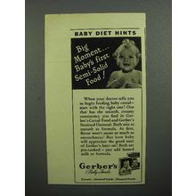 1943 Gerber's Baby Food Ad - First Semi-Solid Food
