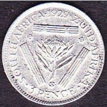 1929 South Africa 3 Pence Silver Coin