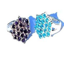 Sterling Silver Assorted Color 19 CZ Cubic Zirconia Hexagon Ring