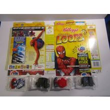 Kelloggs Honey Nut Loops Box 2004 Spider-Man2 Water Squirters Complete Set of 4