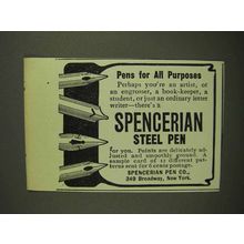 1907 Spencerian Steel Pens Ad - Pens for All Purposes