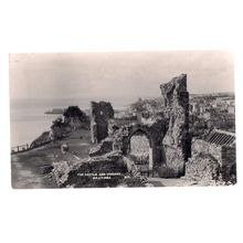 THE CASTLE AND GROUNDS, HASTINGS, SUSSEX. used postcard 1963 postmark =