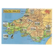 SOUTH WALES MAP , used postcard 1989 postmark by Judges.. #