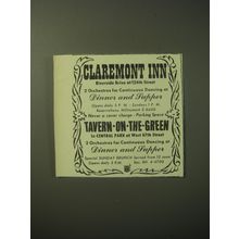 1948 Claremont Inn and Tavern on the Green Restaurant Advertisement