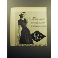 1957 Peck and Peck Dress Advertisement - Travel light