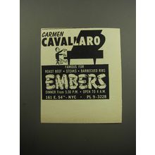 1957 Embers Restaurant Advertisement - Carmen Cavallaro