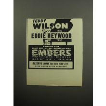 1957 Embers Restaurant Ad - Teddy Wilson Trio Eddie Heywood Trio