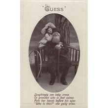 Military Elderly Man Hide & Seek Childrens Game RPC Old Postcard