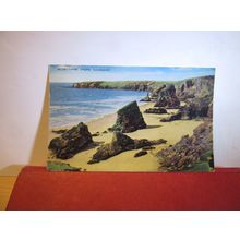 BEDRUTHAN STEPS nr NEWQUAY, CORNWALL. used vint postcard by Valentine 1961 pm =