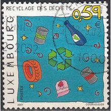 Luxembourg 2001 Michel 1551 O Cote (2008) 1.50 € Recyclage des déchets