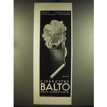 1934 Balto Cigarettes Ad - in French - Regie Francaise caisse autonome