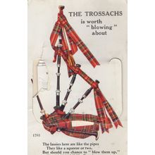 The Trossachs Bagpipes Mailing Novelty Scottish Old Postcard