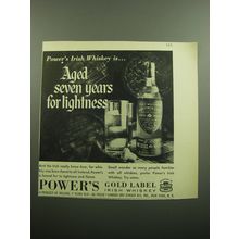 1957 Power's Gold Label Irish Whiskey Ad - Aged Seven Years for Lightness