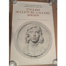 Art vintage V&A exhibition poster 1970s original English Sculpture Gallery VGC