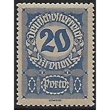 Po Mi 92 y: 20 Kr. deep blue Postage Due Stamp: Numeral, grey paper.