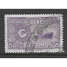 VENEZUELA 1948 COLOMBIA MERCHANT MARINE 25c VIOLET FREIGHTER SG 785 FINE USED#