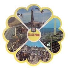 BLACKPOOL, LANCASHIRE flower-shaped novelty unused postcard 6" diameter =